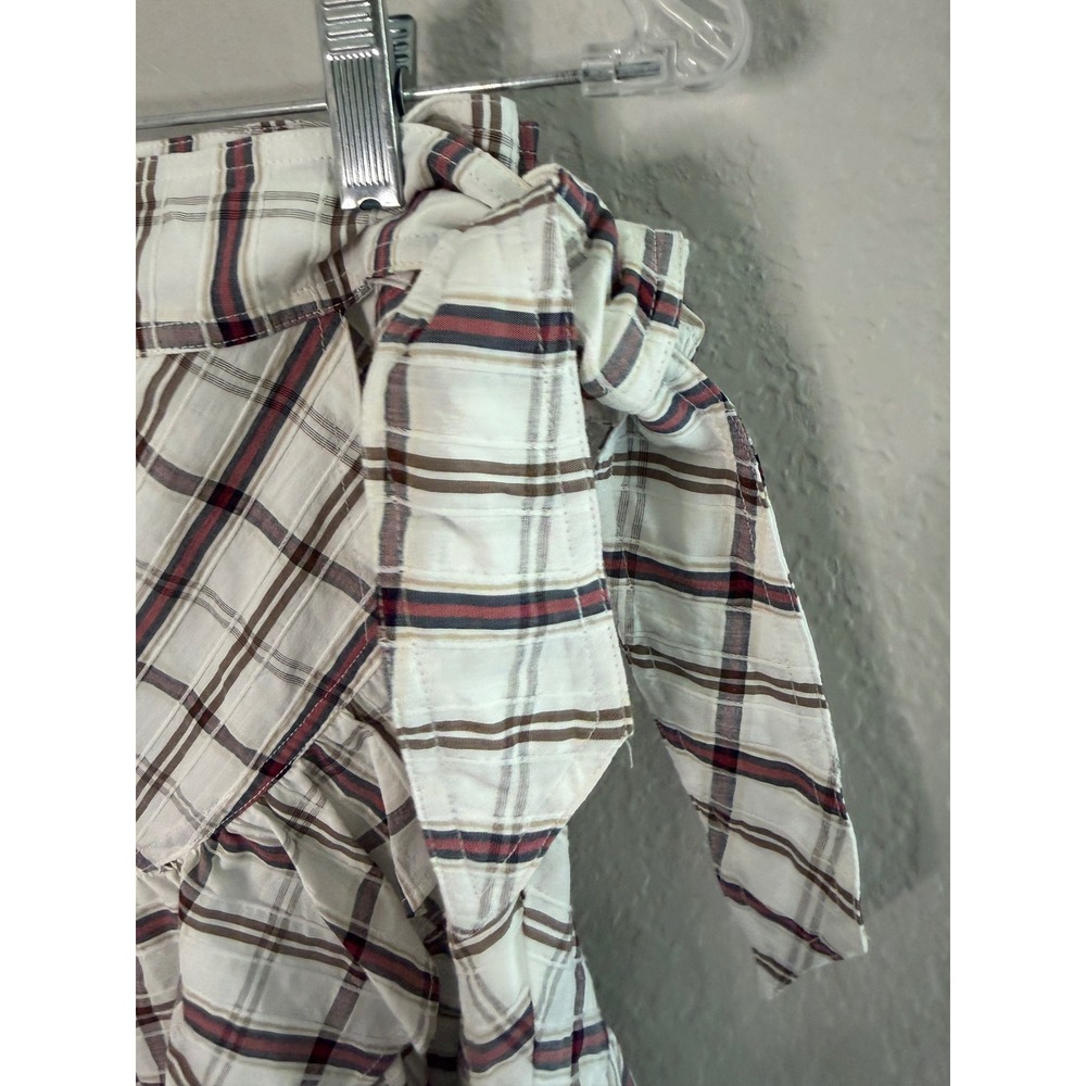 Veronica Beard Red Plaid Ruffle Faux Wrap Mini Skirt SZ 4 White Flirty Feminine - Picture 6 of 11